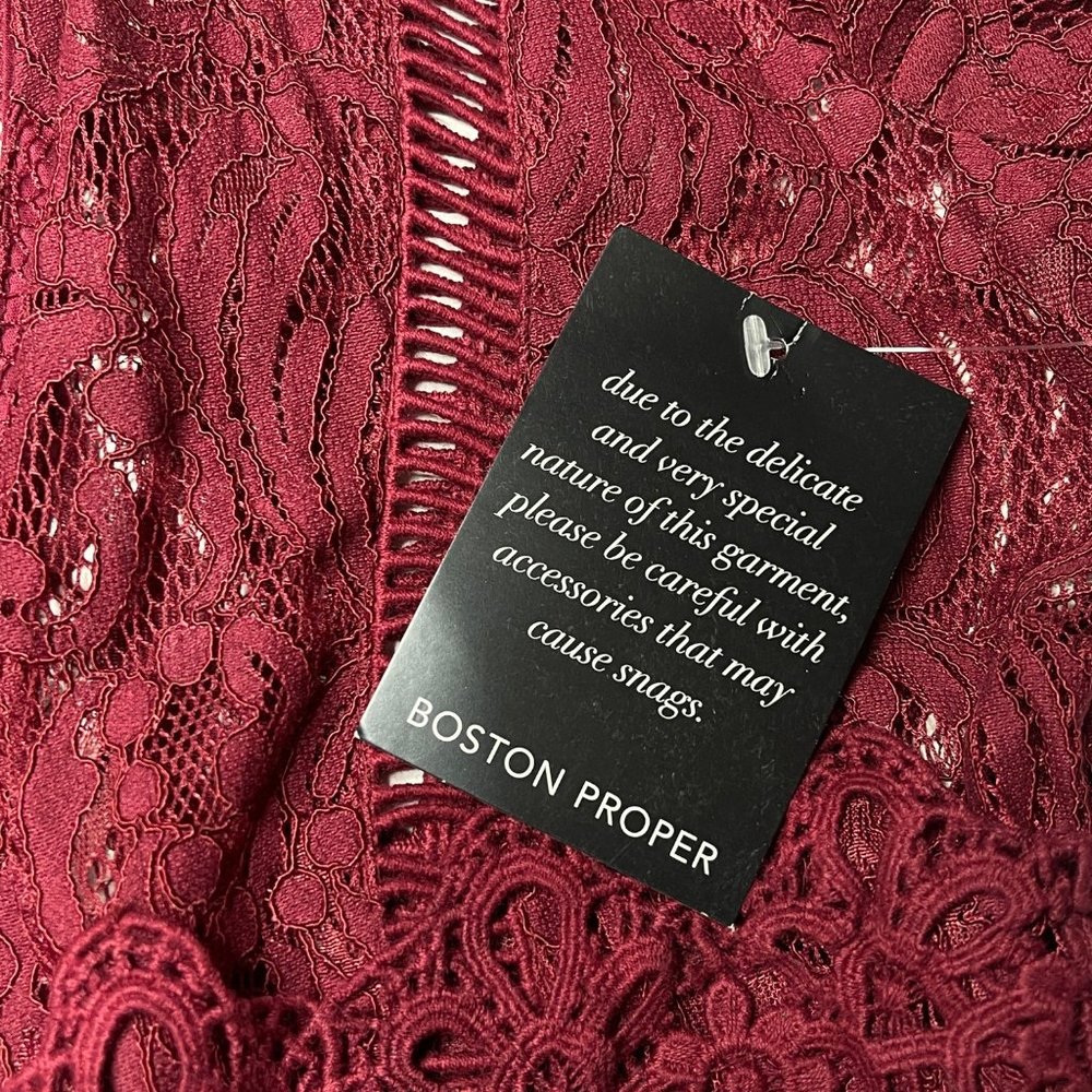 Boston Proper Burgundy Lace Cardigan - Picture 3 of 7
